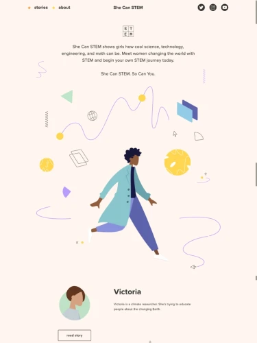 screenshot of Ad Council's "She Can Stem" microsite campaign