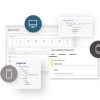 image graphics showing components of a headless CMS architecture including GraphQL query snippets, API object type, device icons, and CMS dashboard