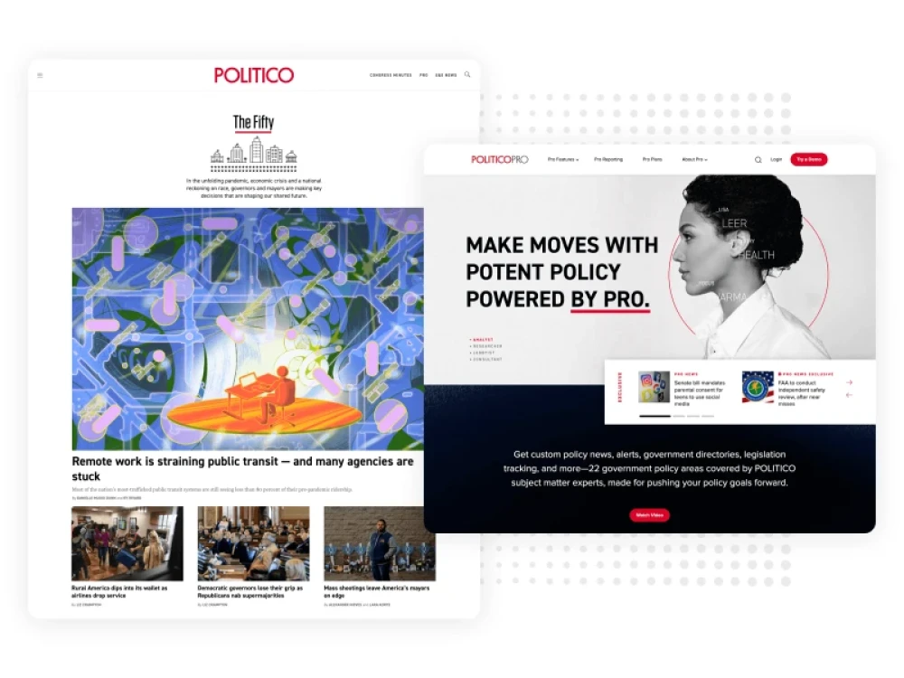 Politico website screenshot(s) for Brightspot CMS case study