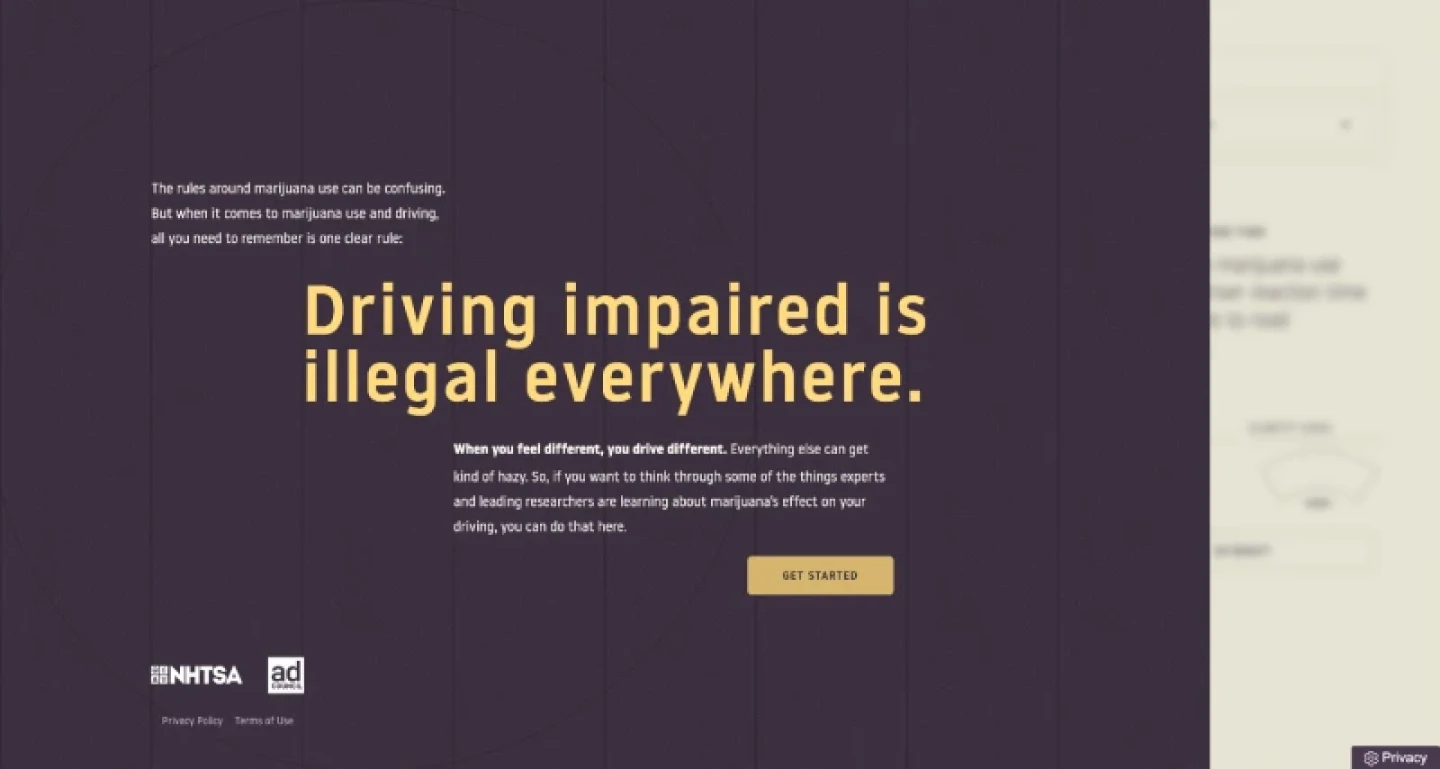 screenshot of Ad Council's "Feel Different, Drive Different" microsite campaign