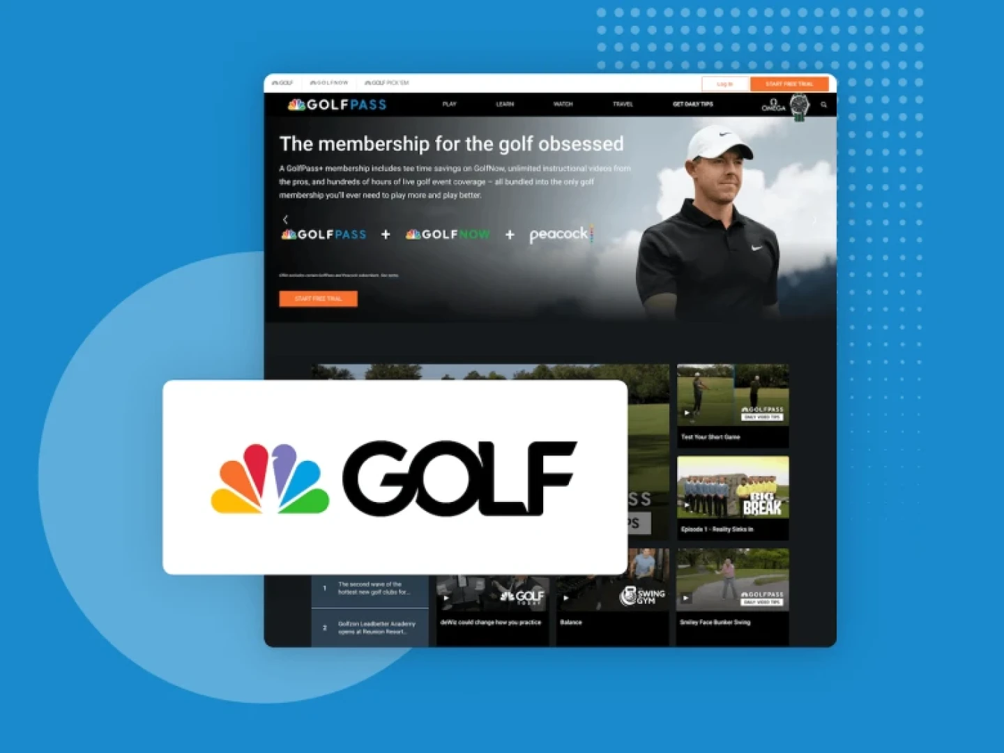 screenshot of NBC Sports Golf Channel website for Brightspot CMS case study