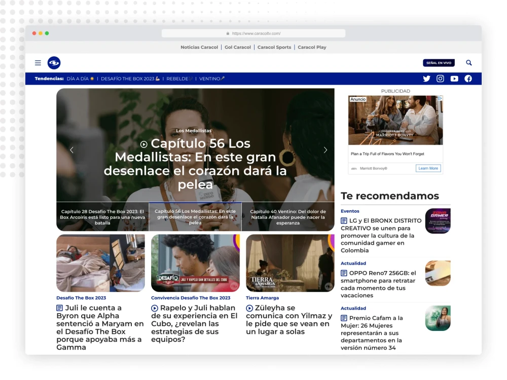 Caracol Television website screenshot