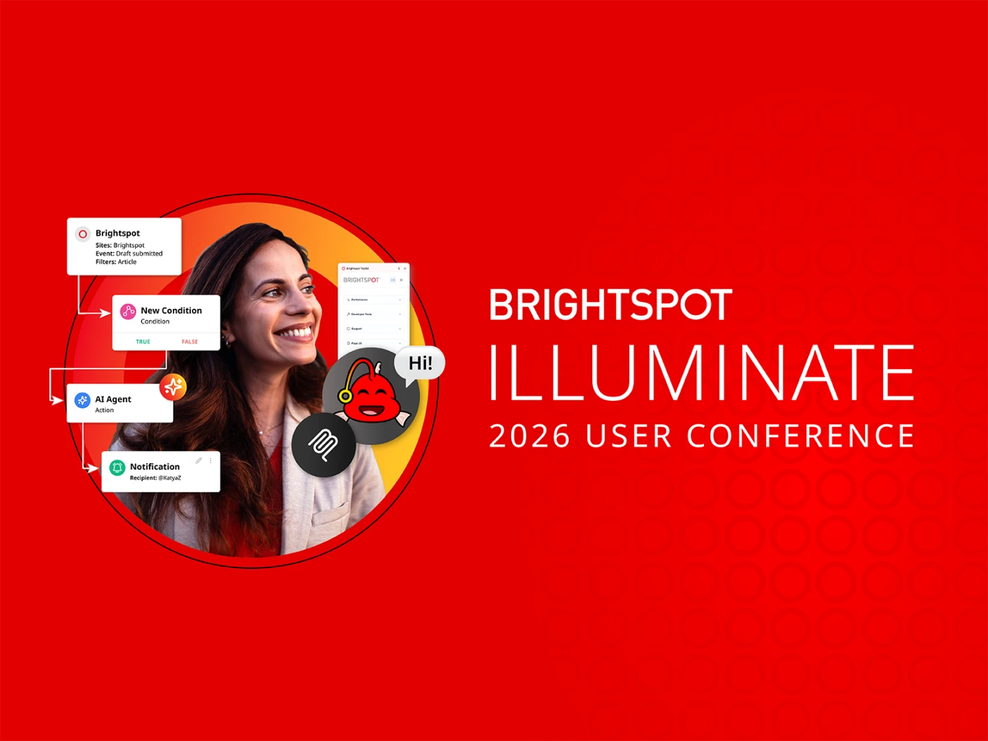 promo graphic on red background for the Brightspot Illuminate 2026 User Conference