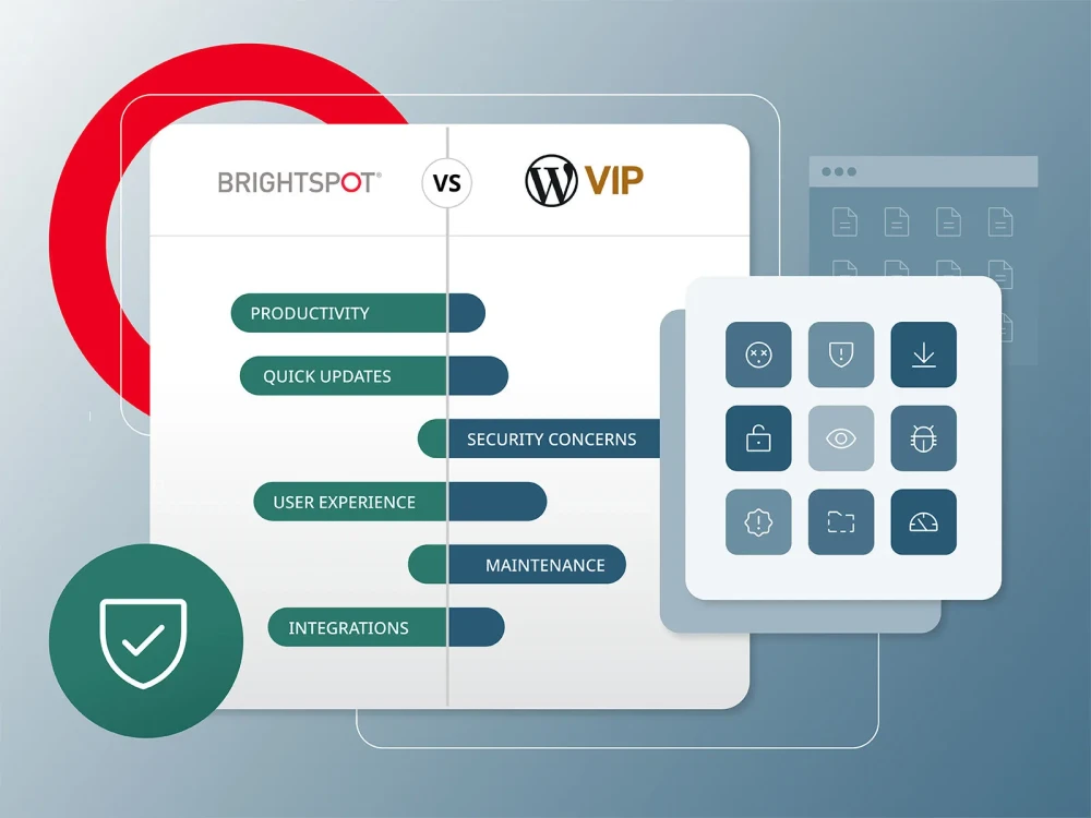 illustration depicting differences between Brightspot and WordPress