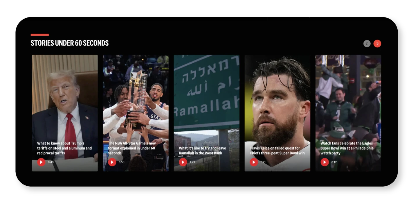 screenshots of the AP News website, powered by Brightspot