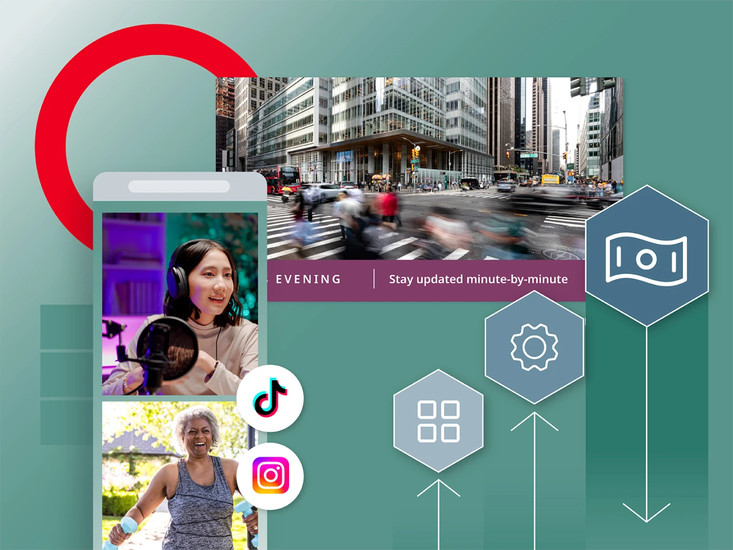 illustration depicting essential features for broadcasting website