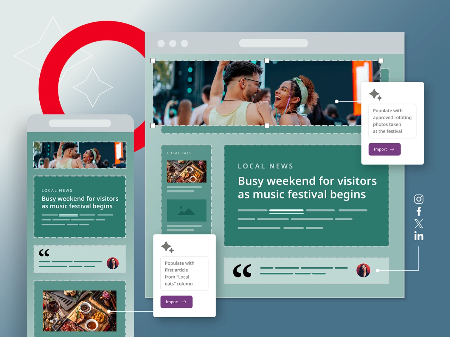 illustration depicting components of a website that can benefit from modular content