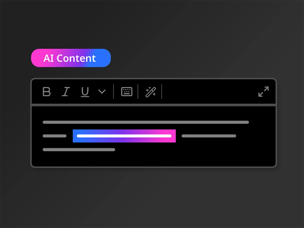 graphic of a text editor with an AI Content label