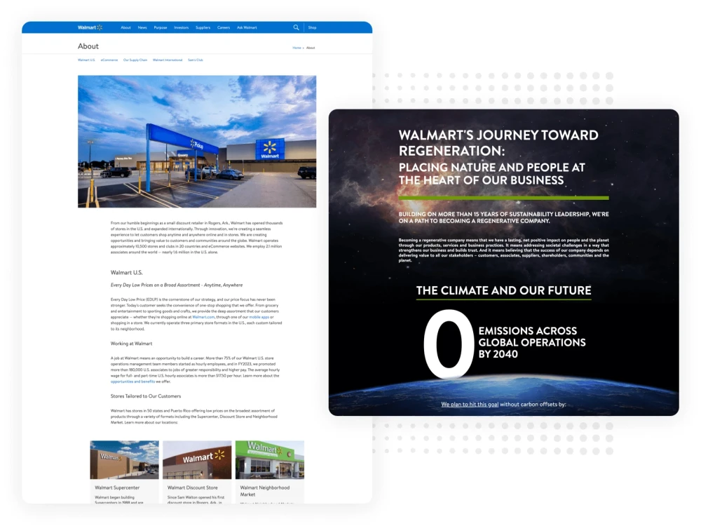 Screenshot(s) of Walmart website for Brightspot CMS case study