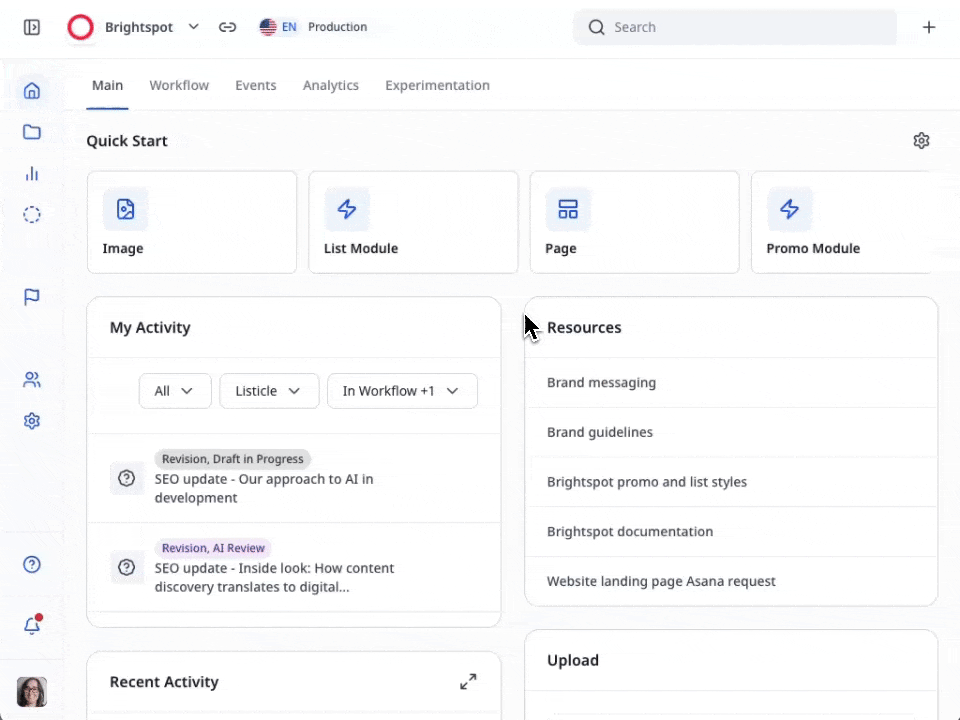 video of a screenshare demonstrating the Brightspot CMS dashboard. The user is moving and adjusting panels and then opening an article and opening and closing the CMS preview panel.