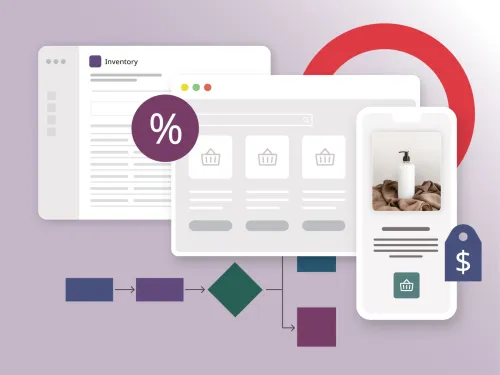 illustration depicting important e-commerce features for a website