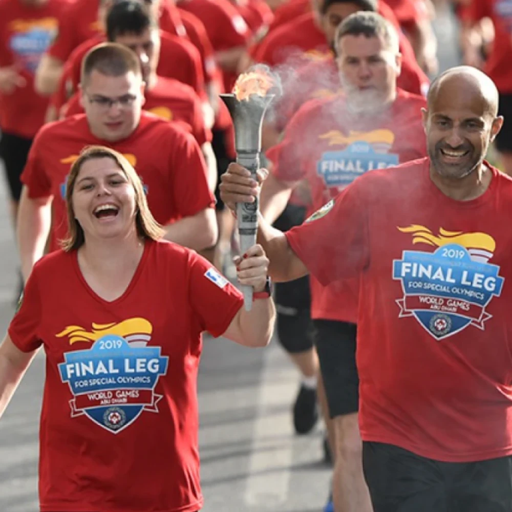 Special Olympics World Games participants during torch relay