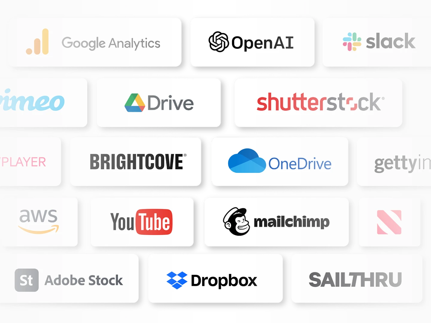 illustration showing Brightspot CMS integration logos with transparent background