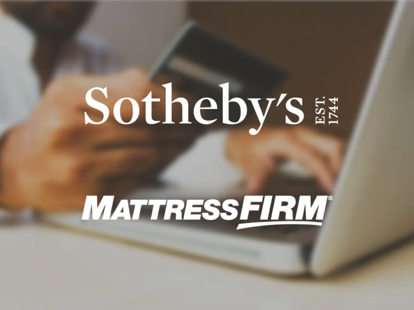 e-commerce graphic featuring Sotheby's and Mattress Firm logos
