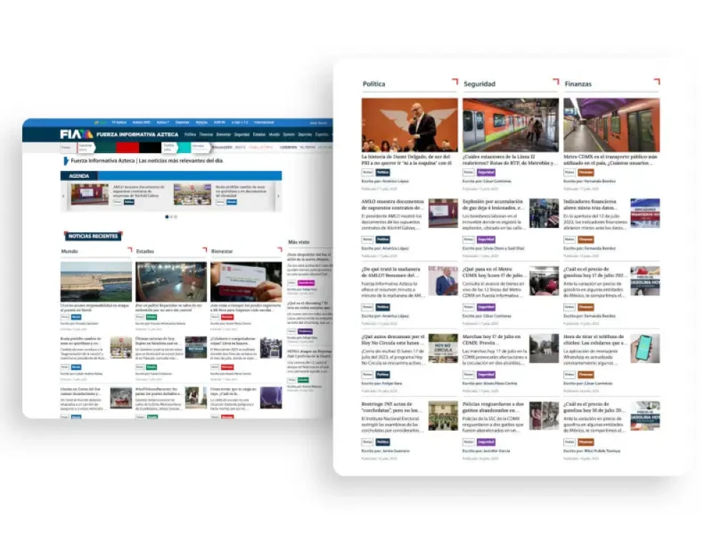TV Azteca website screenshot(s) for Brightspot CMS case study