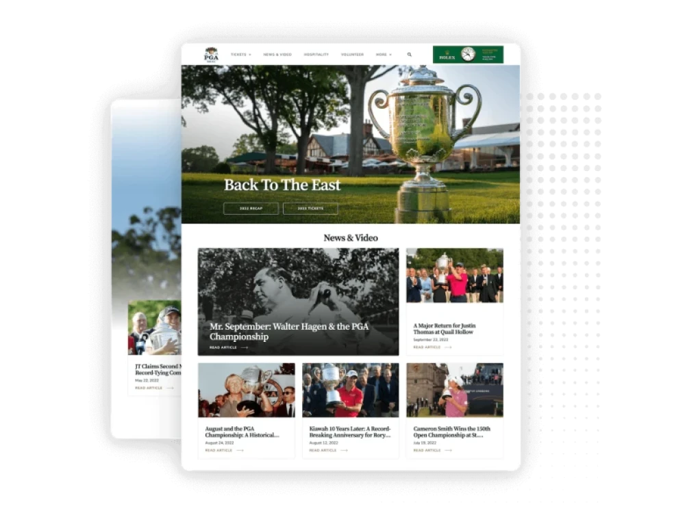 screenshot of NBC Sports Golf Channel website for Brightspot CMS case study