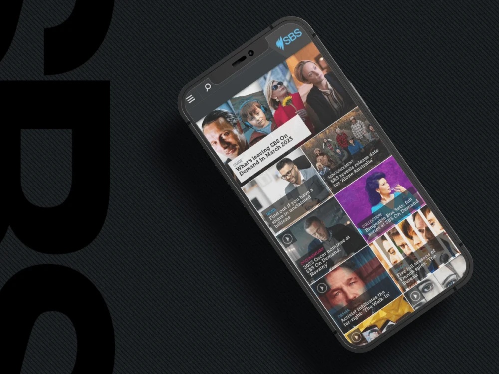 screenshots of SBS Australia website for Brightspot CMS case study