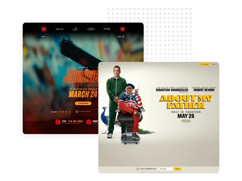 screenshot of Lionsgate website for Brighspot CMS case study