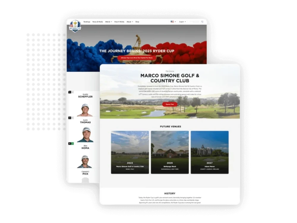 screenshot of NBC Sports Golf Channel website for Brightspot CMS case study