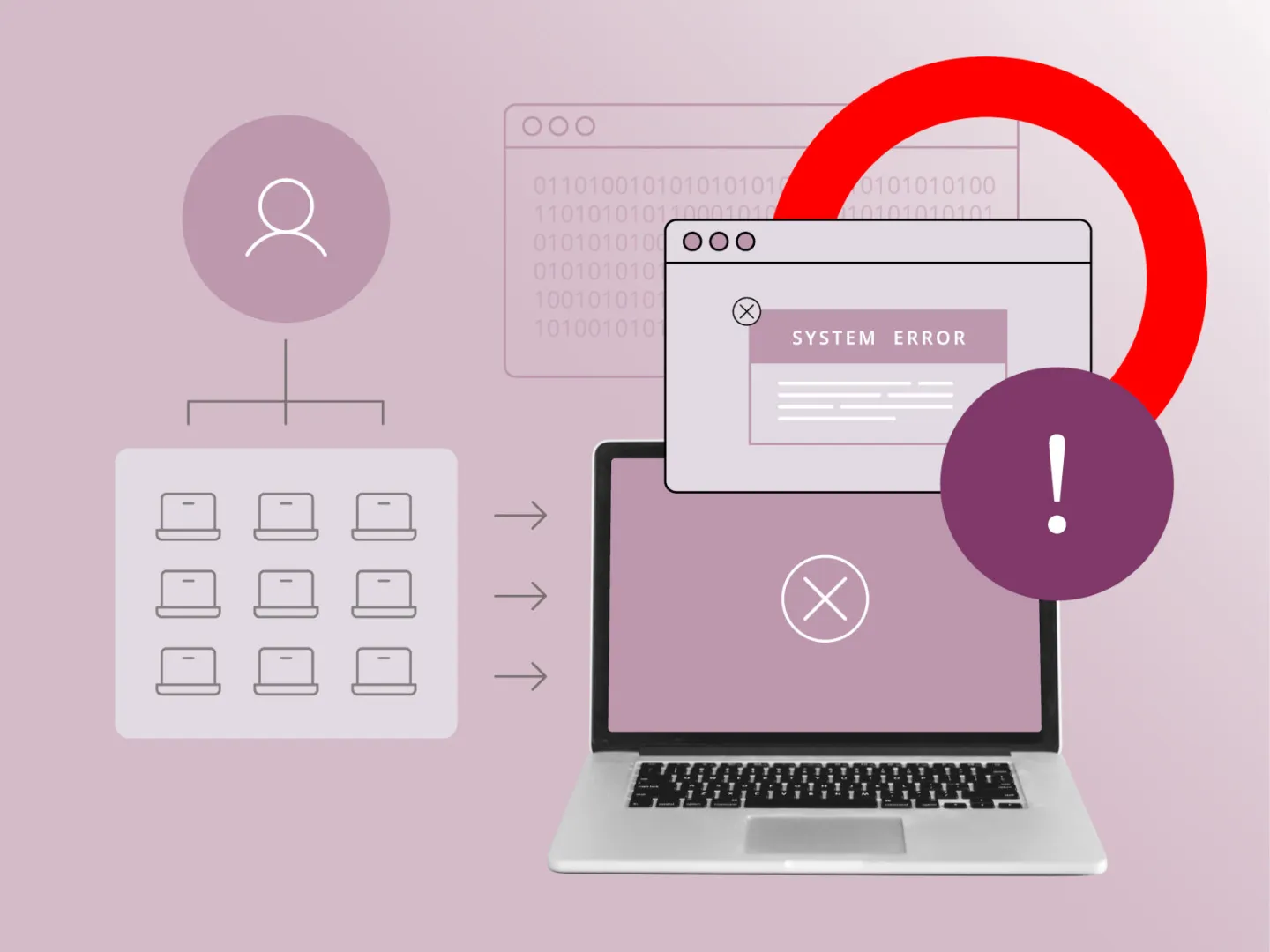 illustration depicting what happens during a DDos attack on a website