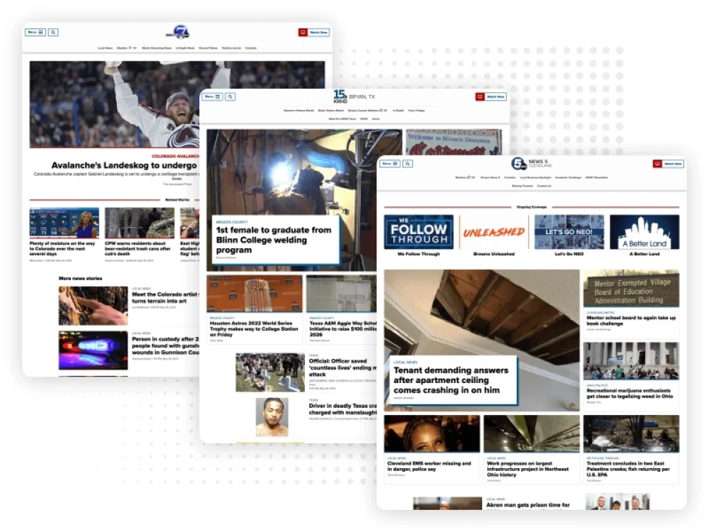 screenshot(s) of Scripps website for Brightspot CMS case study