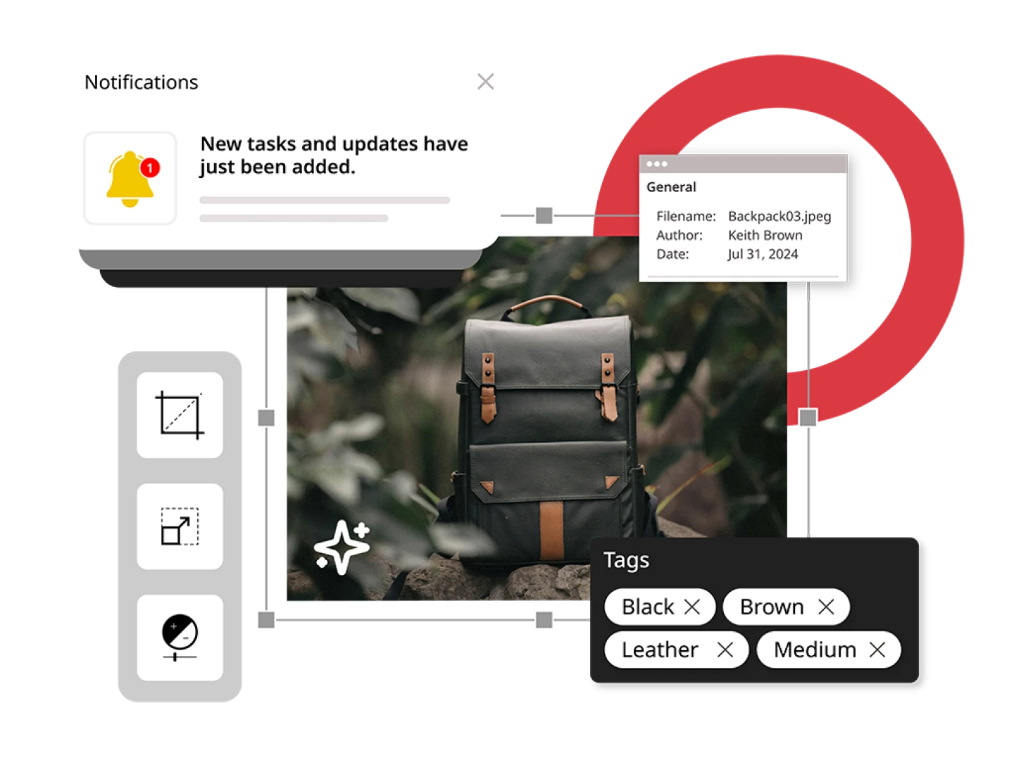 illustration showing essential digital asset management features for e-commerce businesses