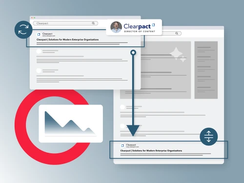 illustration depicting search results pages and website content