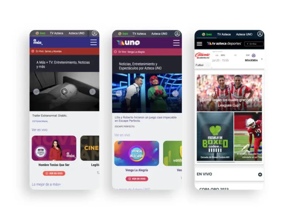 TV Azteca website screenshot(s) for Brightspot CMS case study