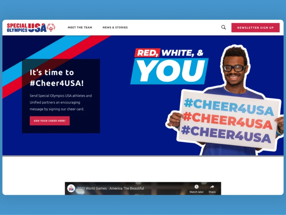 screenshot of Special Olympics USA website