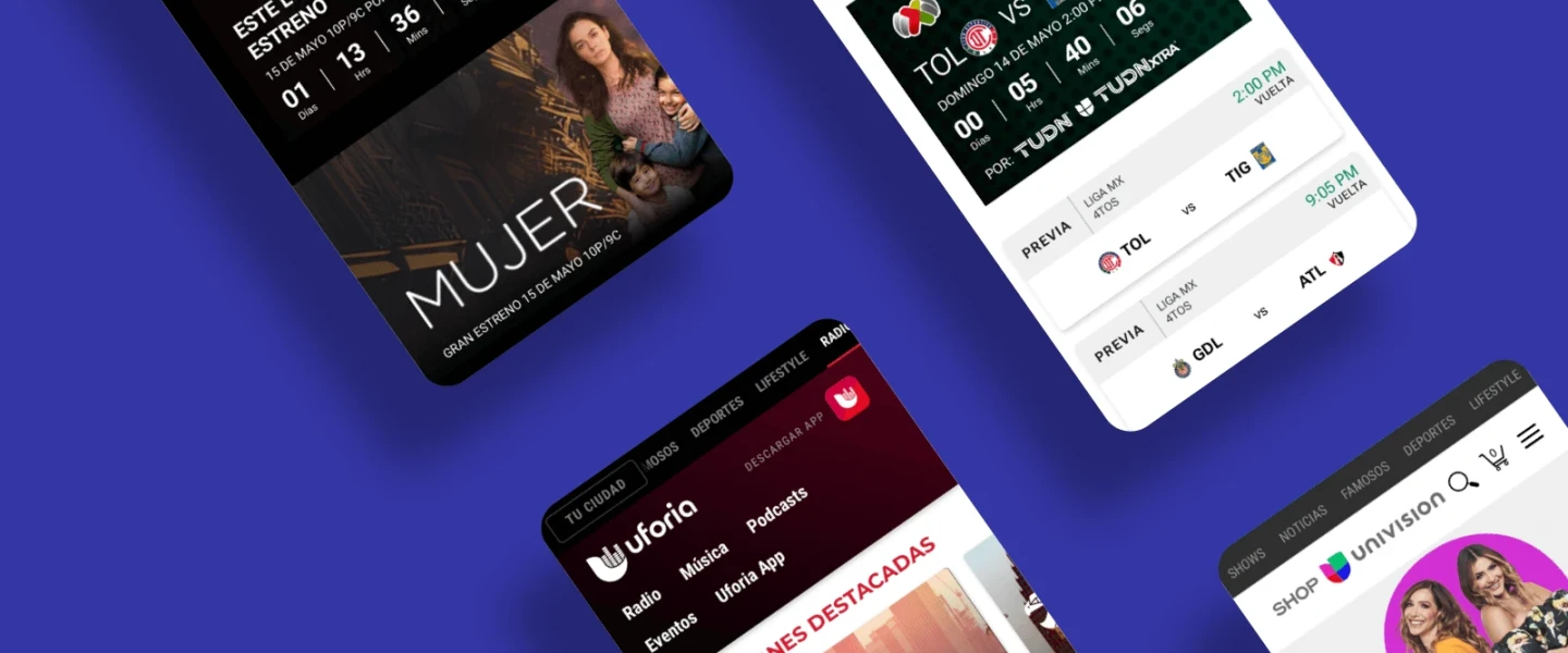 Univision website examples for Brightspot CMS case study
