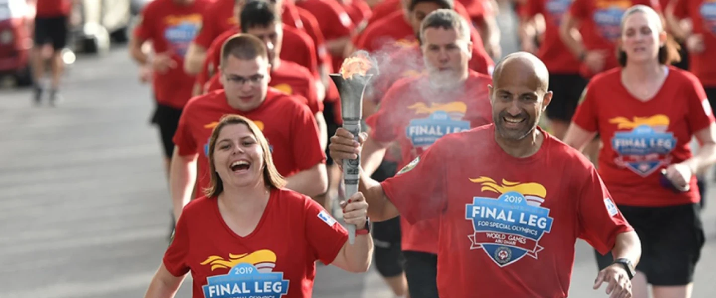 Special Olympics World Games participants during torch relay