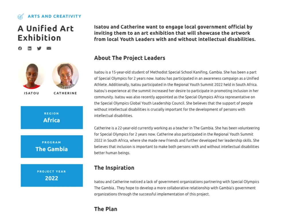 screenshot of new Youth & Schools section of Special Olympics website