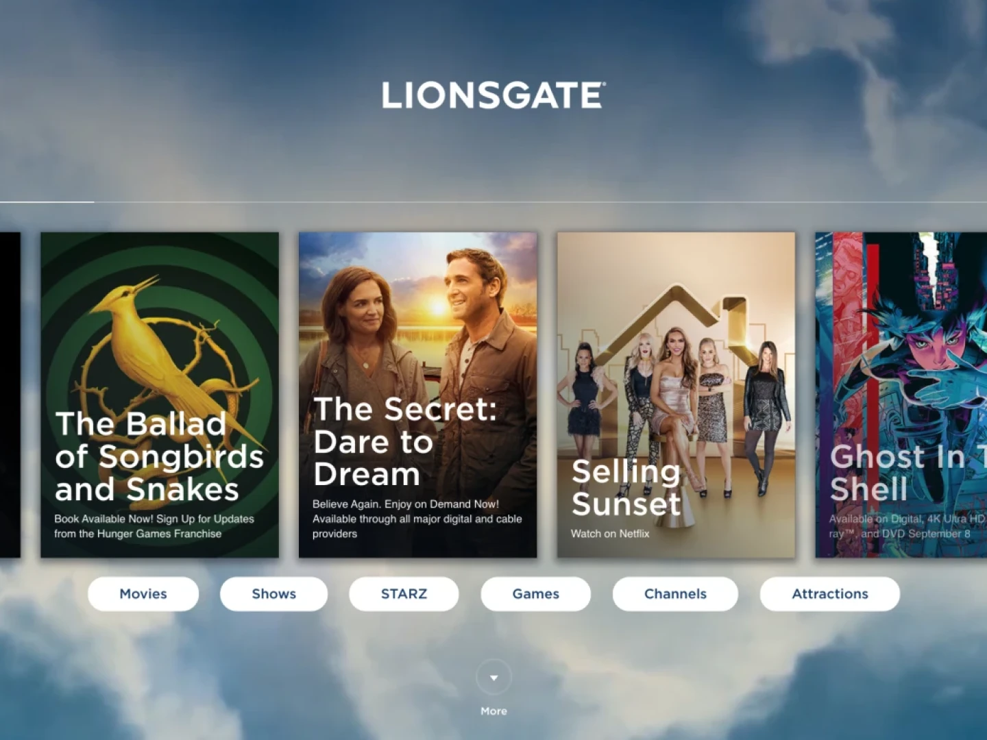 screenshot of Lionsgate website for Brighspot CMS case study