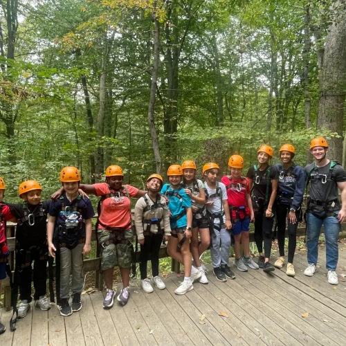 Brightspot volunteers and camp participants at Camp Highroad in Middleburg, Virginia