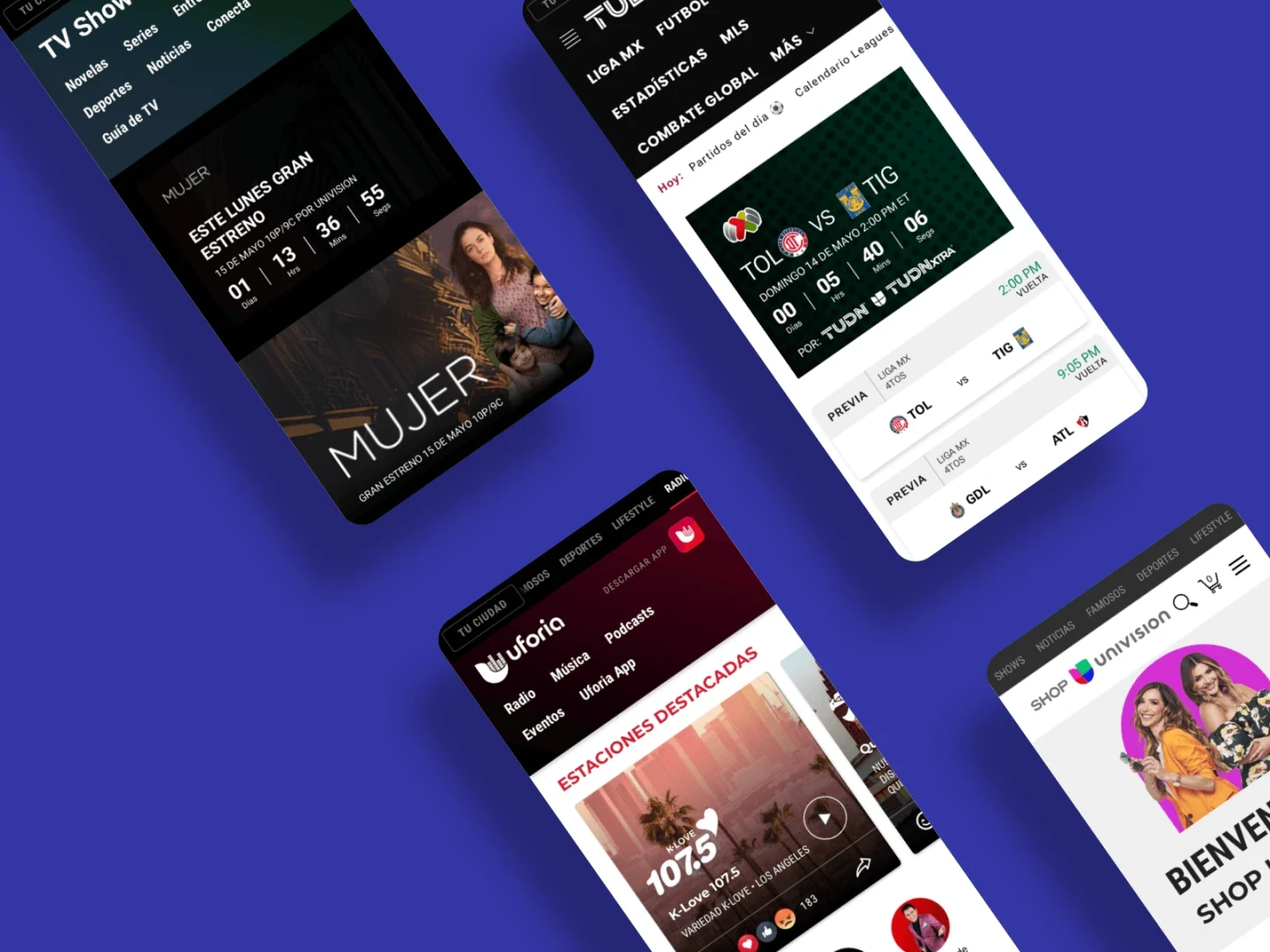 Univision website examples for Brightspot CMS case study