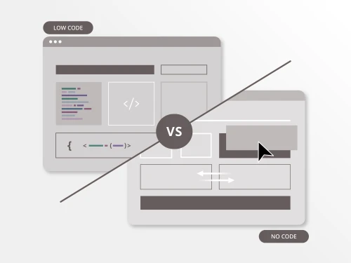 illustration depicting difference between low-code and no-code web platforms
