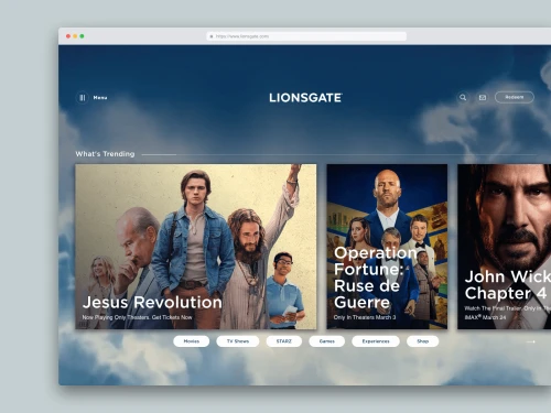 screenshot of Lionsgate website for Brighspot CMS case study