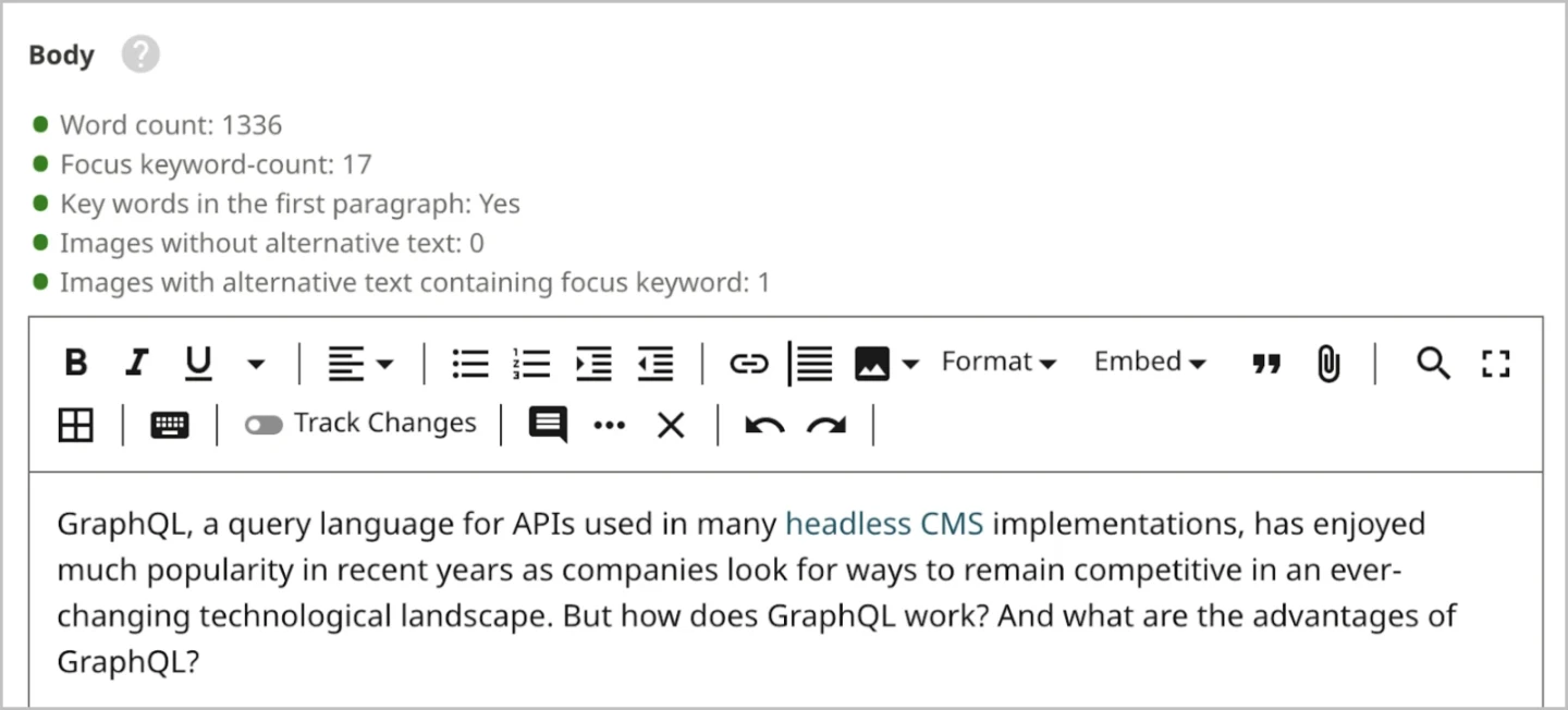 SEO checklist screenshot